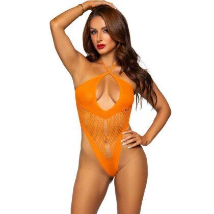 LEG AVENUE - BODYSUIT DECOTE ABERTO E CRUZADO LARANJA
