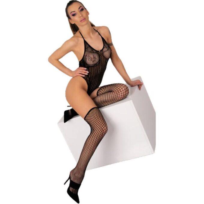 LIVCO CORSETTI FASHION - FLAMMEN LC 17355 CONJUNTO CORPO + MEIAS PRETAS TAMANHO ÚNICO