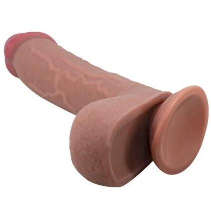 PRETTY LOVE - SĆRIE SLIDING SKIN DILDO REALĆSTICO COM VENTOSA DESLIZANTE PELE MARROM 23,4 CM