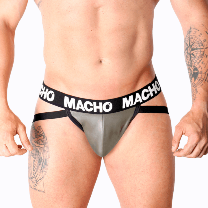 MACHO - MX27GR JOCK COURO CINZA BEGE L