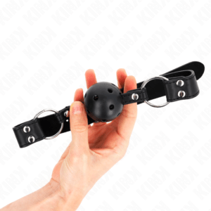 KINK-KINK-BREATHABLE-BALL-4-CM-GAG-WITH-DOUBLE-RIVET-MODEL-1-BLACK-62.5-x-2.5-CM-ADJUSTABLE-42-58-CM-1