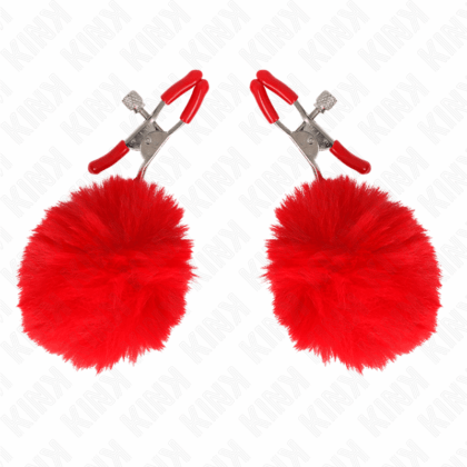 KINK-KINK-FAUX-FUR-BALL-NIPPLE-CLAMP-RED-6-CM-1
