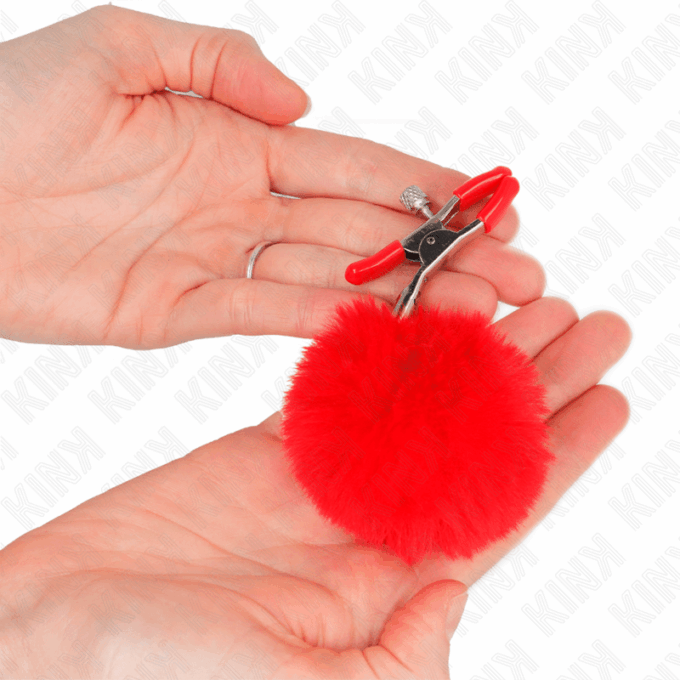 KINK - GRAMPO DE BOLA DE PELE FALSA VERMELHO 6 CM