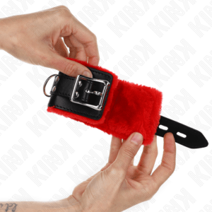 KINK-KINK-FUR-LINED-WRIST-RESTRAINTS-WITH-SQUARE-HOLES-RED-AND-BLACK-BELT-ADJUSTABLE-17-29-CM-X-6-CM-1