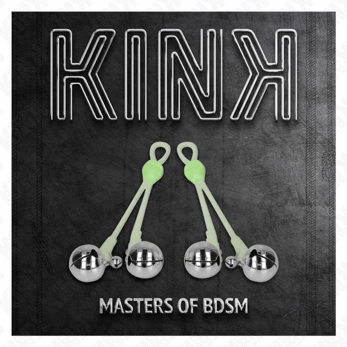 KINK - PINÇAS DE CRÂNIO LUMINOSAS COM ANEL SINOS AJUSTÁVEIS VERDE / PRATA