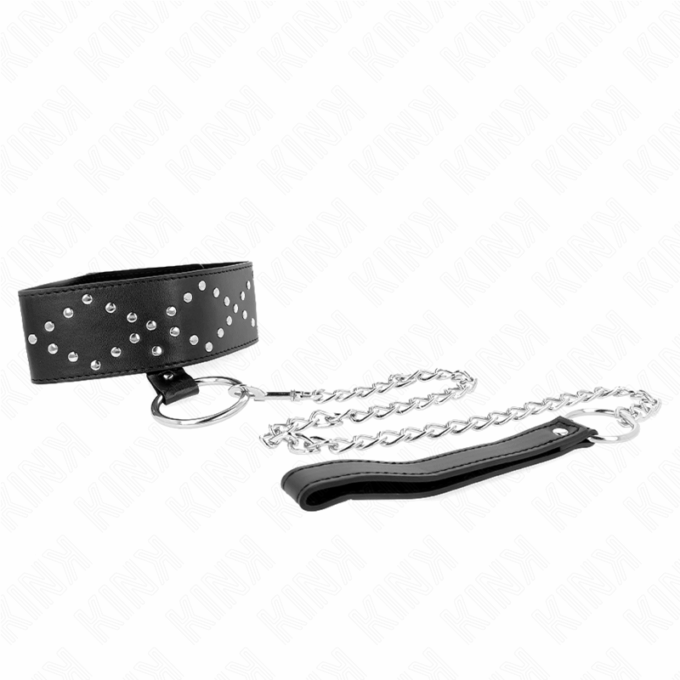 KINK - COLAR 65 CM COM TRELA COM PREGOS PRATA MODELO 3 AJUSTÁVEL 36-43 CM X 5 CM
