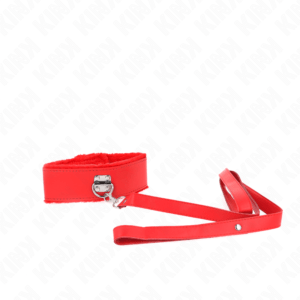 KINK-KINK-NECKLACE-WITH-LEASH-116-CM-WITH-SILVER-STUDS-MODEL-4-RED-ADJUSTABLE-40-48-CM-X-6-CM-1