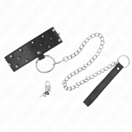 KINK-KINK-NECKLACE-WITH-LEASH-65-CM-WITH-SILVER-STUDS-MODEL-5-ADJUSTABLE-36-43-CM-X-5-CM-1