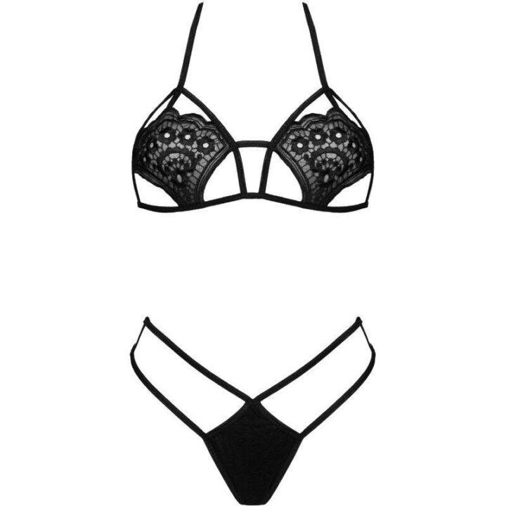 LIVCO CORSETTI FASHION - JIMENA LC 20216 BRA + TANGA PRETO TAMANHO ÚNICO