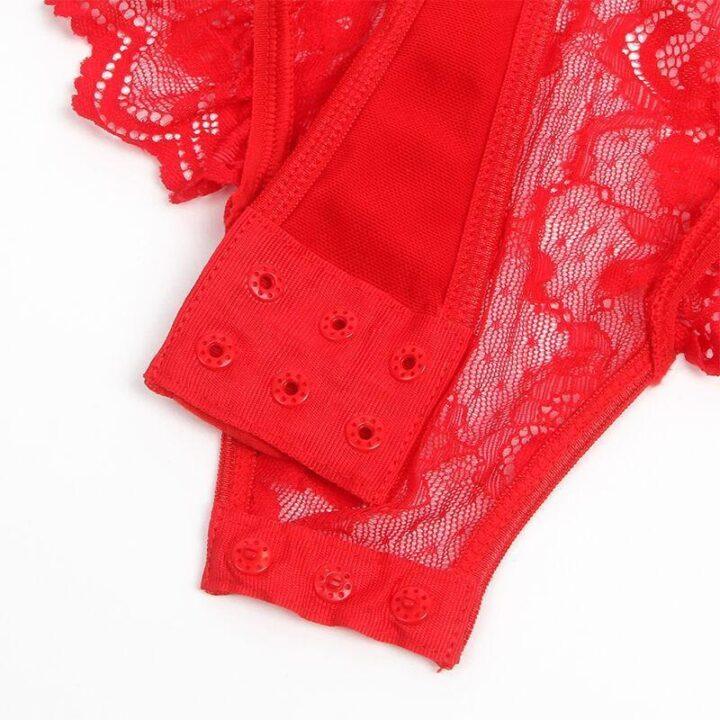 SUBBLIME - TEDDY COM LIGA COM DETALHE RENDA E TIRAS VERMELHA L/XL