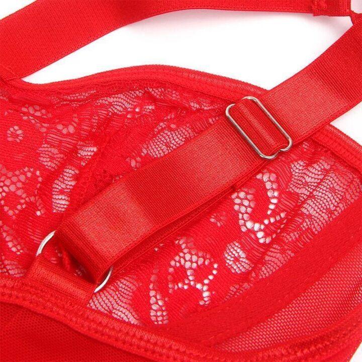 SUBBLIME - TEDDY COM LIGA COM DETALHE RENDA E TIRAS VERMELHA S/M