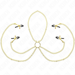 KINK - 4 PINÇAS DE BICO E CLITÓRITO AJUSTÁVEIS OURO