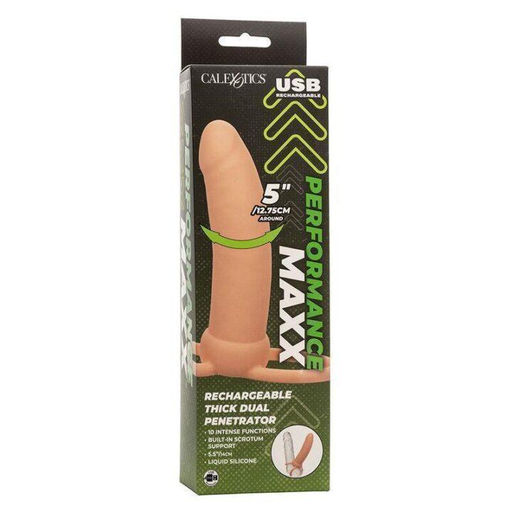 CALEXOTICS - MAXX THICK DUAL PENETRATOR 10 VIBRAÇÕES CARNE