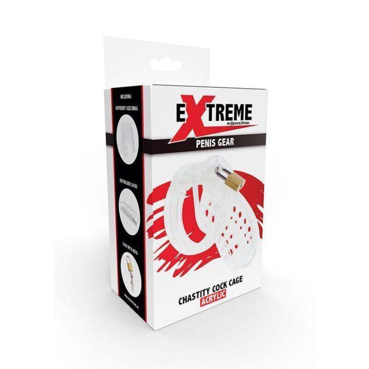 HIDDEN DESIRE - EXTREME GAIOLA DE PÉNIS DE CASTIDADE ACRÍLICO AJUSTÁVEL TRANSPARENTE