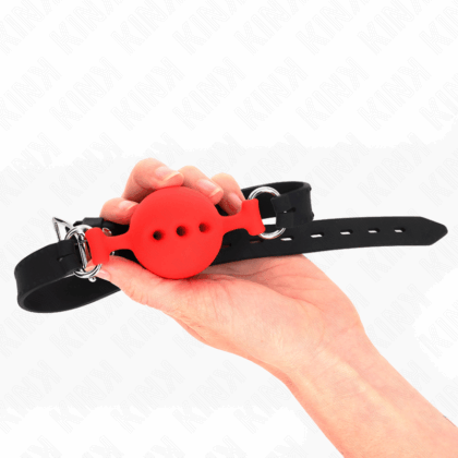 KINK-COLLAR-GAG-KINK-FULL-SILICONE-GAG-55-x-2-CM-WITH-4.5-CM-BALL-SIZE-M-RED-ADJUSTABLE-35-51-CM-1