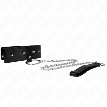KINK-COLLAR-GAG-KINK-NECKLACE-65-CM-WITH-LEASH-WITH-SILVER-STUDS-MODEL-2-ADJUSTABLE-36-43-CM-X-5-CM-1
