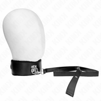 KINK-COLLAR-GAG-KINK-NECKLACE-WITH-LEASH-116-CM-WITH-SILVER-STUDS-MODEL-4-BLACK-ADJUSTABLE-40-48-CM-X-6-CM-1