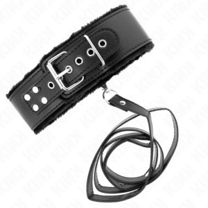 KINK-COLLAR-GAG-KINK-NECKLACE-WITH-LEASH-116-CM-WITH-SILVER-STUDS-MODEL-4-BLACK-ADJUSTABLE-40-48-CM-X-6-CM-3