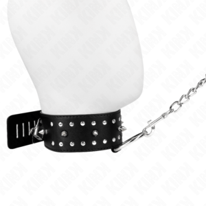 KINK-COLLAR-GAG-KINK-NECKLACE-WITH-LEASH-65-CM-WITH-SILVER-STUDS-MODEL-1-ADJUSTABLE-36-43-CM-X-5-CM-1