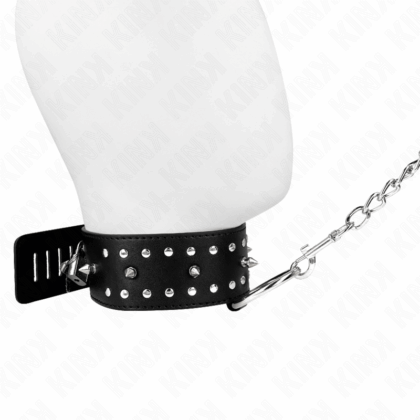 KINK-COLLAR-GAG-KINK-NECKLACE-WITH-LEASH-65-CM-WITH-SILVER-STUDS-MODEL-1-ADJUSTABLE-36-43-CM-X-5-CM-1