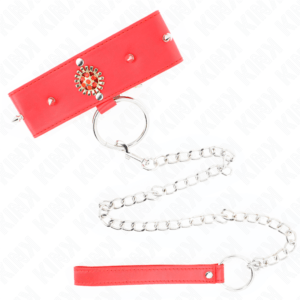 KINK-COLLAR-GAG-KINK-RED-DIAMOND-NECKLACE-WITH-BELT-65-CM-AJDUSTABLE-35-51-CM-X-7-CM-3