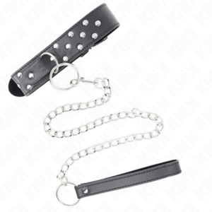 KINK-COLLAR-GAG-KINK-RING-RIVET-STRAP-NECKLACE-WITH-BELT-65-CM-BLACK-ADJUSTABLE-36-50-CM-X-3.8-CM-3