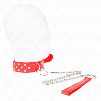 KINK-COLLAR-GAG-KINK-RING-RIVET-STRAP-NECKLACE-WITH-BELT-65-CM-RED-ADJUSTABLE-36-50-CM-X-3.8-CM-1