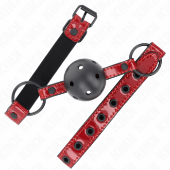 KINK-COLLAR-GAG-KINK-SHINY-LEATHERETTE-BALL-4.5-CM-GAG-63.5-X-2-CM-ADJUSTABLE-41-X-59-CM-1
