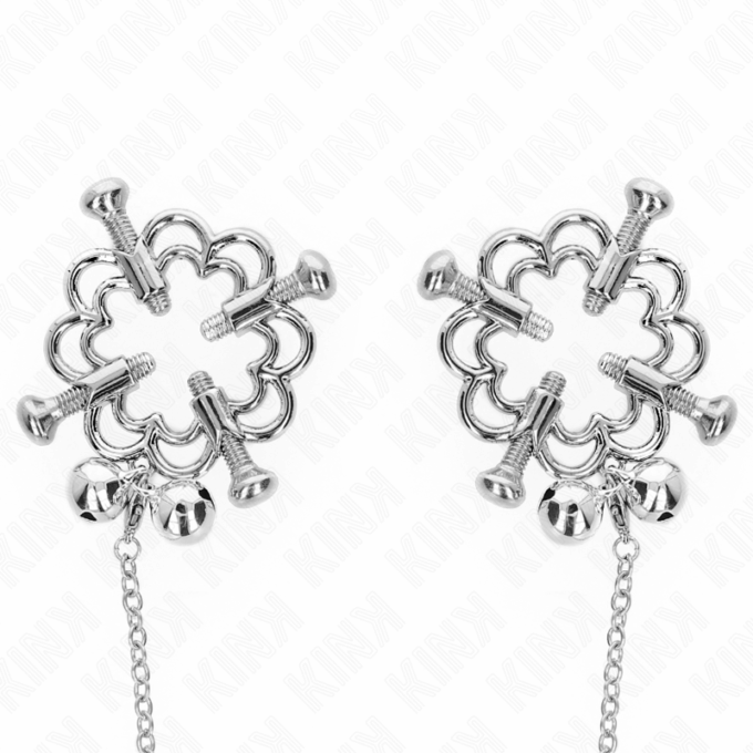 KINK - PINÇAS DE FLOR DE METAL COM CORRENTE