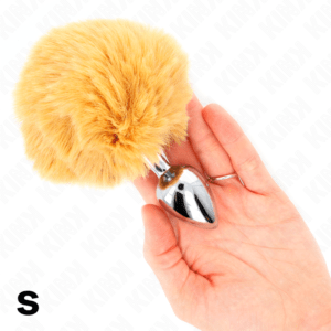 KINK-PLEASURE-PLUGS-KINK-STAINLESS-STEEL-PLUG-7-x-3-CM-WITH-BEIGE-FAUX-FUR-RABBIT-TAIL-8-CM-1