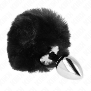 KINK-PLEASURE-PLUGS-KINK-STAINLESS-STEEL-PLUG-7-x-3-CM-WITH-BLACK-FAUX-FUR-RABBIT-TAIL-8-CM-1