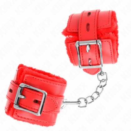 KINK-WRIST-RESTRAINT-KINK-FUR-LINED-WRIST-RESTRAINTS-WITH-SQUARE-HOLES-RED-AND-RED-BELT-ADJUSTABLE-17-29-CM-X-6-CM-1