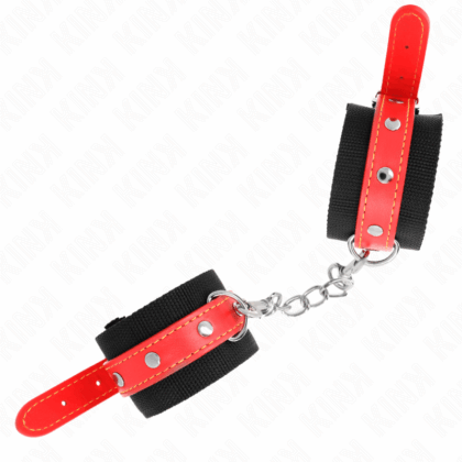 KINK-WRIST-RESTRAINT-KINK-NYLON-WRIST-RESTRAINTS-BLACK-WITH-LEATHERETTE-RED-ADJUSTABLE-19-24-CM-X-5.5-CM-1