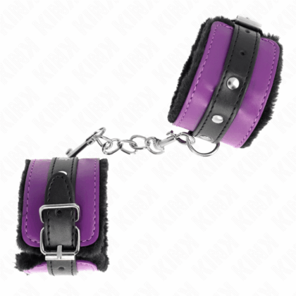 KINK-WRIST-RESTRAINT-KINK-PREMIUM-FUR-LINED-WRIST-RESTRAINTS-BLACK-WITH-PURPLE-BLACK-BELT-ADJUSTABLE-17-29-CM-X-6-CM-1