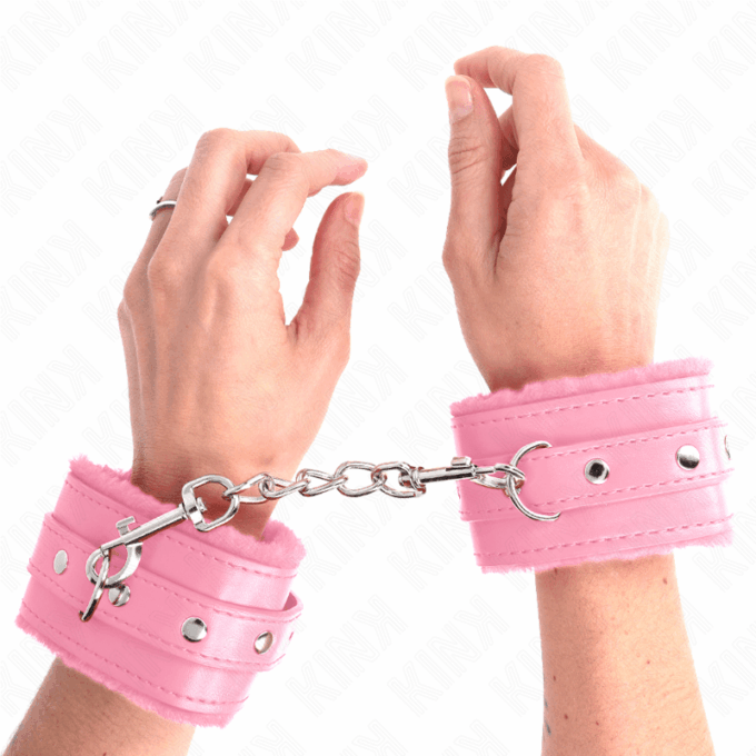 KINK - PULSO PREMIUM FORRO DE PELE ROSA COM CINTO ROSA AJUSTÁVEL 17-29 CM X 6 CM