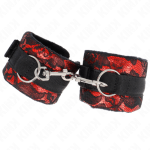 KINK-WRIST-RESTRAINT-KINK-SHORT-VELVET-LACE-WRIST-RESTRAINTS-AND-NYLON-BIND-RED-BLACK-23-X-6.5-CM-1