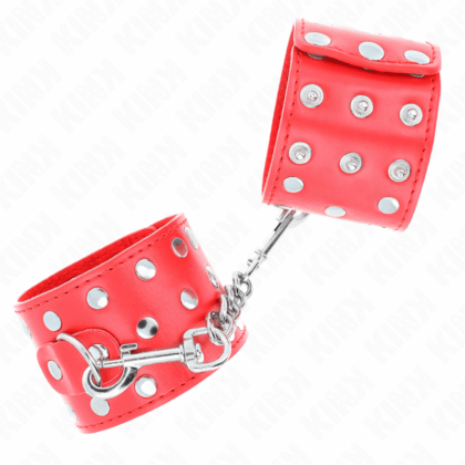 KINK-WRIST-RESTRAINT-KINK-WRIST-RESTRAINTS-WITH-SNAP-FASTEN-FULL-OF-RIVETS-RED-ADJUSTABLE-19-24-CM-X-5.5-CM-1