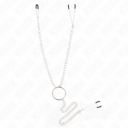 KINK - PINÇAS TRIPLAS PARA BICOS E CLITÓRIS COM CORRENTE MODELO 1