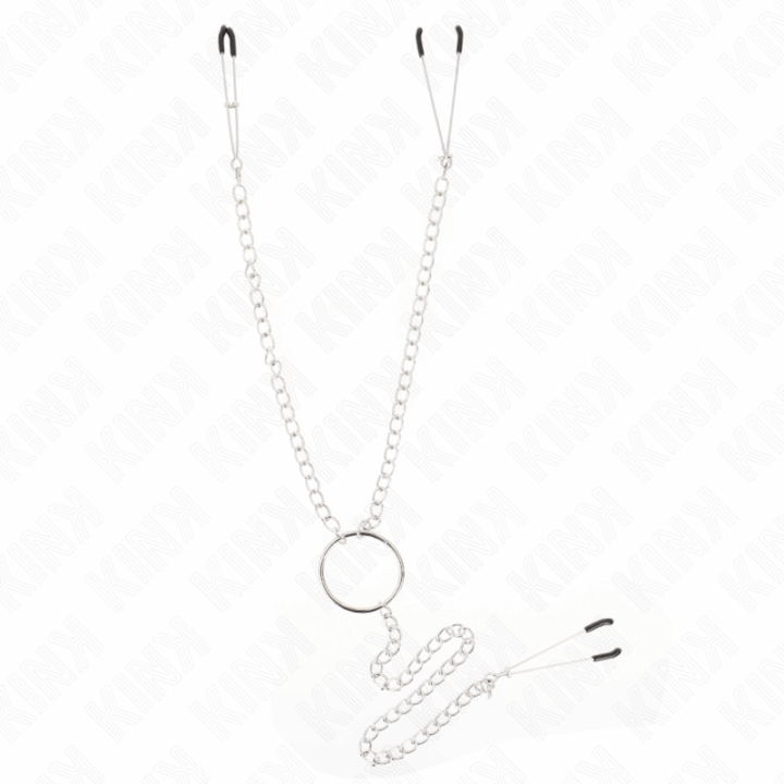 KINK - PINÇAS TRIPLAS PARA BICOS E CLITÓRIS COM CORRENTE MODELO 1