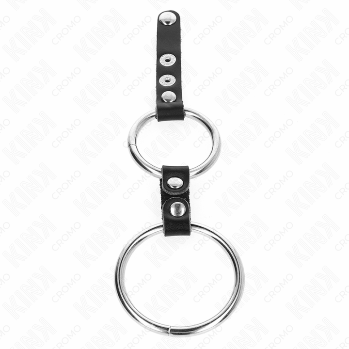 KINK - ANEL DUPLO PARA PÊNIS DE 3,8 CM A 5 CM CONECTADO POR COURO