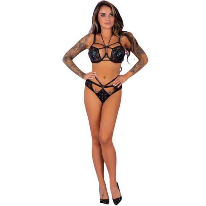 LIVCO CORSETTI FASHION - NIKRITA LC 90647 SUTIÃ + CALCINHA PRETA G