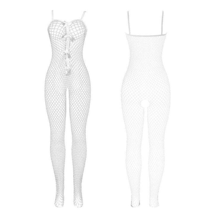 SUBBLIME - 951740 BODYSTOCKING BRANCO REDE DE ARRASTO SEM FUNDO COM LAOS TAMANHO ÚNICO