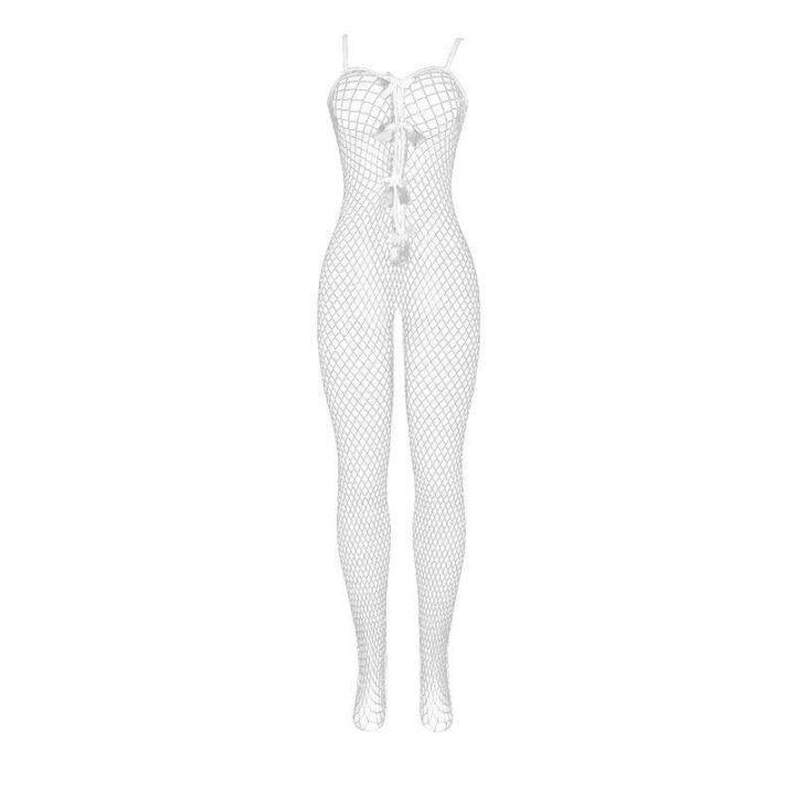 SUBBLIME - 951740 BODYSTOCKING BRANCO REDE DE ARRASTO SEM FUNDO COM LAOS TAMANHO ÚNICO