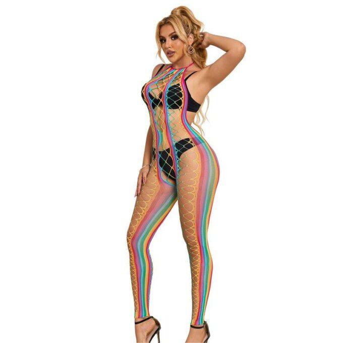 SUBBLIME - 952358 BODYSTOCKING COM DECOTE HALTER E MALHA ARCO-ÍRIS XS/M
