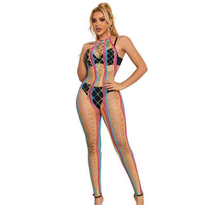 SUBBLIME - 952358 BODYSTOCKING COM DECOTE HALTER E MALHA ARCO-ÍRIS XS/M