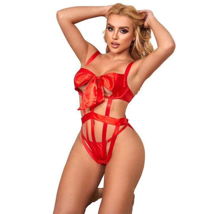 SUBBLIME - 954475 BODY SEXY OPENWORK COM LAÇO VERMELHO L/XL