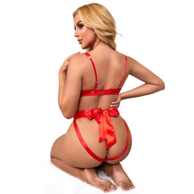 SUBBLIME - 954475 BODY SEXY OPENWORK COM LAÇO VERMELHO L/XL