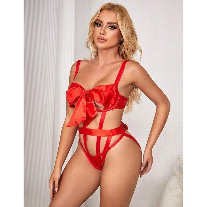 SUBBLIME - 954475 BODY SEXY OPENWORK COM LAÇO VERMELHO L/XL