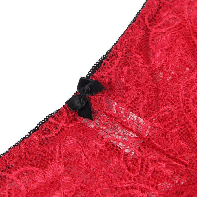 SUBBLIME - 953904 CAMISOLA DE SEDA E RENDA + CALCINHA VERMELHA L/XL