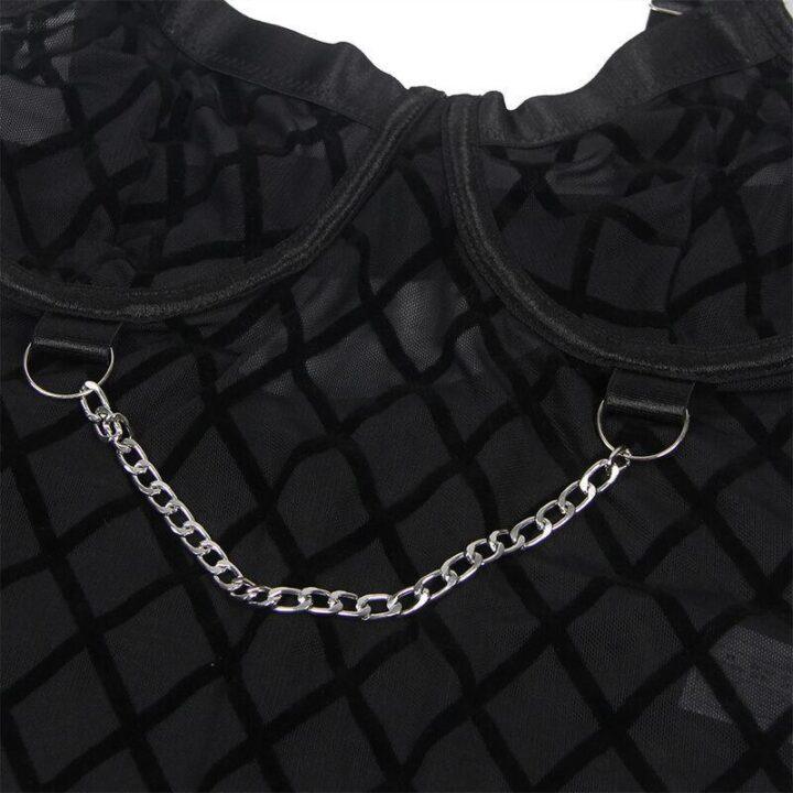 SUBBLIME - 9542277 BODY COM CORRENTES + CINTO-LIGA PRETO L/XL